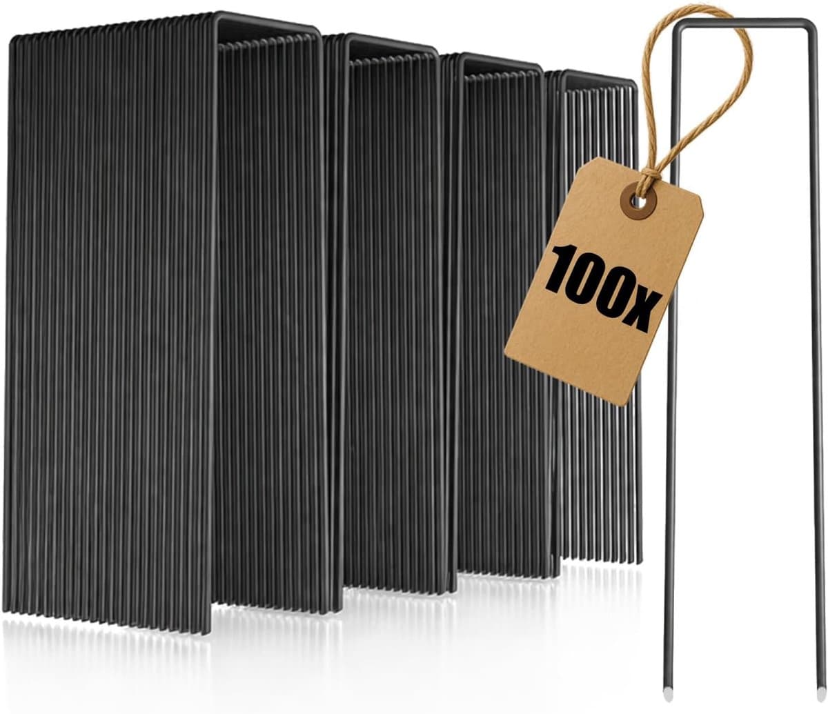 SnelShoppen - 100x Carbon Stalen Grondankers - Robuuste Grondpennen voor het Bevestigen van Onkruiddoek en Vloeren - Tuin en Camping Gebruik - Vierkan — afbeelding 1
