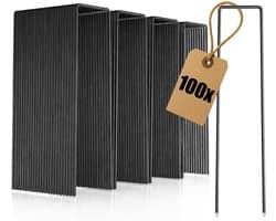 SnelShoppen - 100x Carbon Stalen Grondankers - Robuuste Grondpennen voor het Bevestigen van Onkruiddoek en Vloeren - Tuin en Camping Gebruik - Vierkan
