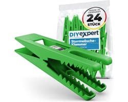 SnelShoppen - 24 x Kledingknijpers Storm 70 x 20 mm, Multifunctionele Klemmen - Sterke Grip, Made in Germany, Groen, Voor Was, Koken, Tuin en Creatief
