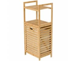 Bamboe Wasmand met Bovenrek en Uitneembare Waszak – 25L - 30 x 40 x 95 cm