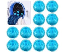 TEKROA®12 -pack - Herbruikbare wasballen - Verwijdert haar en vlekken - Wasmachine / Wasgoed Huisdierhaarvanger - en hondenhaar uit kleding - 5 cm diameter - Blauw