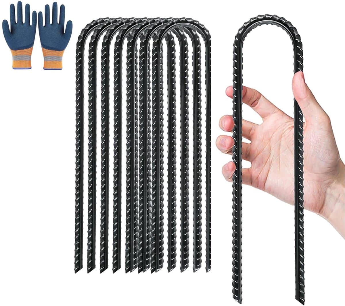 8 stuks grondankers, grondankers, 30 cm, U-haken, grondanker, trampoline, anker, grondpalen, grondpalen, tentharingen, grondhaken voor zekering, luifels, schommels, hekken — afbeelding 1