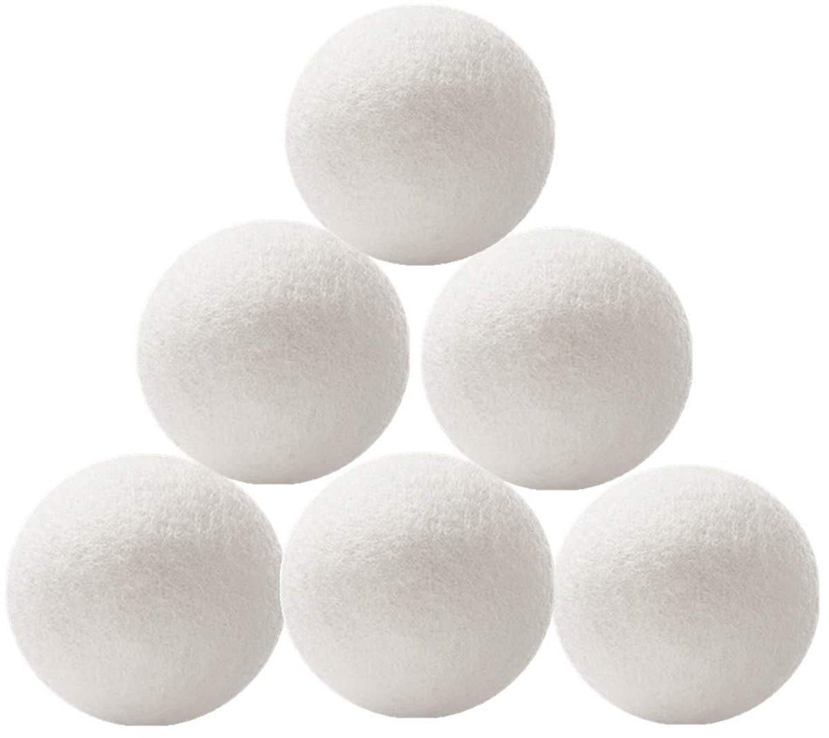 Set van 6 wasballen - Wasballen - Droogballen - Wollen droogballen - Met opbergzak - Natuurlijke wol - Duurzame en herbruikbare droogballen - Kreukvrij - Energiebesparend - Fris effect — afbeelding 1