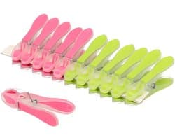 PlasticForte Wasknijpers - 48x - groen/roze - kunststof /metaal - 8 cm - was ophangen