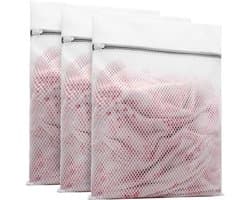 JeiibrZui Waszak Voor Delicate Stoffen - Waszak Met Rits - Bescherming Tegen Klitten En Kleurvermenging - 3 Stuks - Voor Lingerie En Babykleding Wit