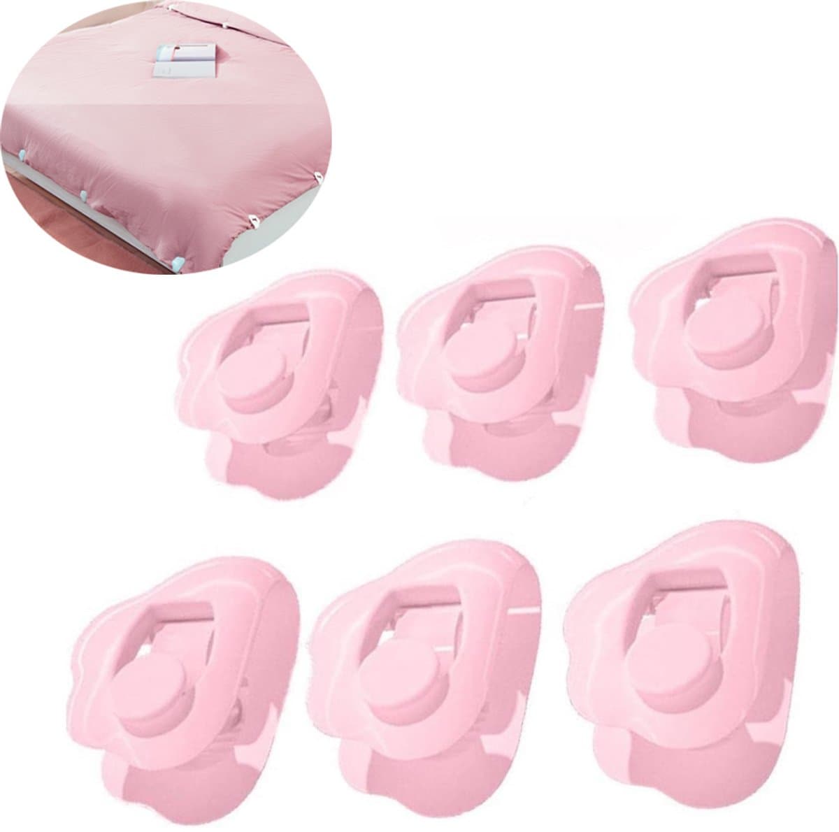 6 stuks Dekbedpinnen - Bed Sheet Holders - Quilt Clips - Dekbedovertrek Clips - Attachment Comforter - Quilt Fixing Clips - Om rommelige lakens te organiseren — afbeelding 1
