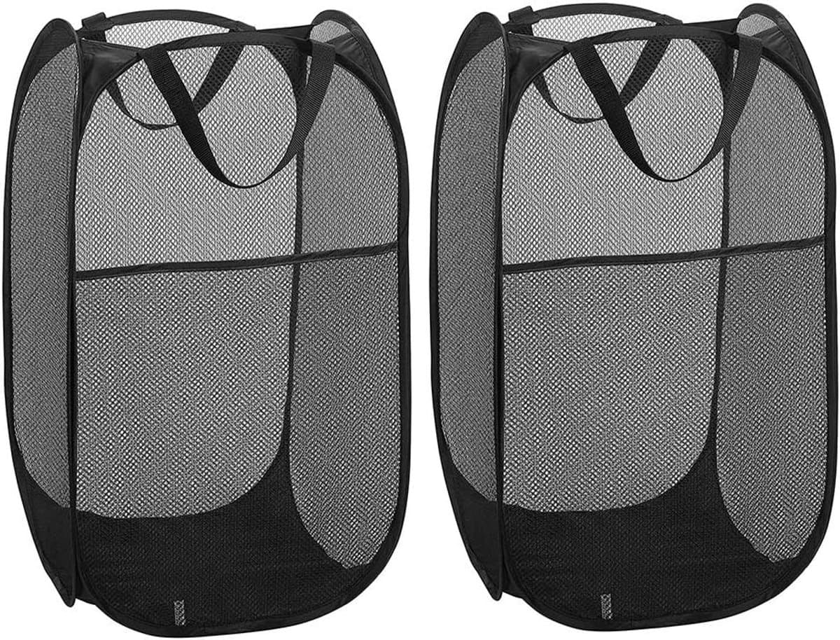 Wasmand - 2 Stuks - Mand - 36 × 36 × 60 CM - Wassorteerder - Wasbox Opvouwbaar - Mesh wasmand - Speelgoedmand - Draagbaa - Voor slaapkamer, kinderkamer, studentenhuis en reizen - Zwart — afbeelding 1