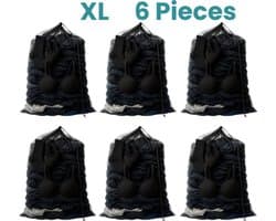 NORDIX Waszak Groot XL - 60x90CM - Waszakken - 6 Stuks - Laundry Bag - Wasnet - Waszakje - Treksysteem - Trekbandsluiting - Polyester - Schoenenzak - BLACK