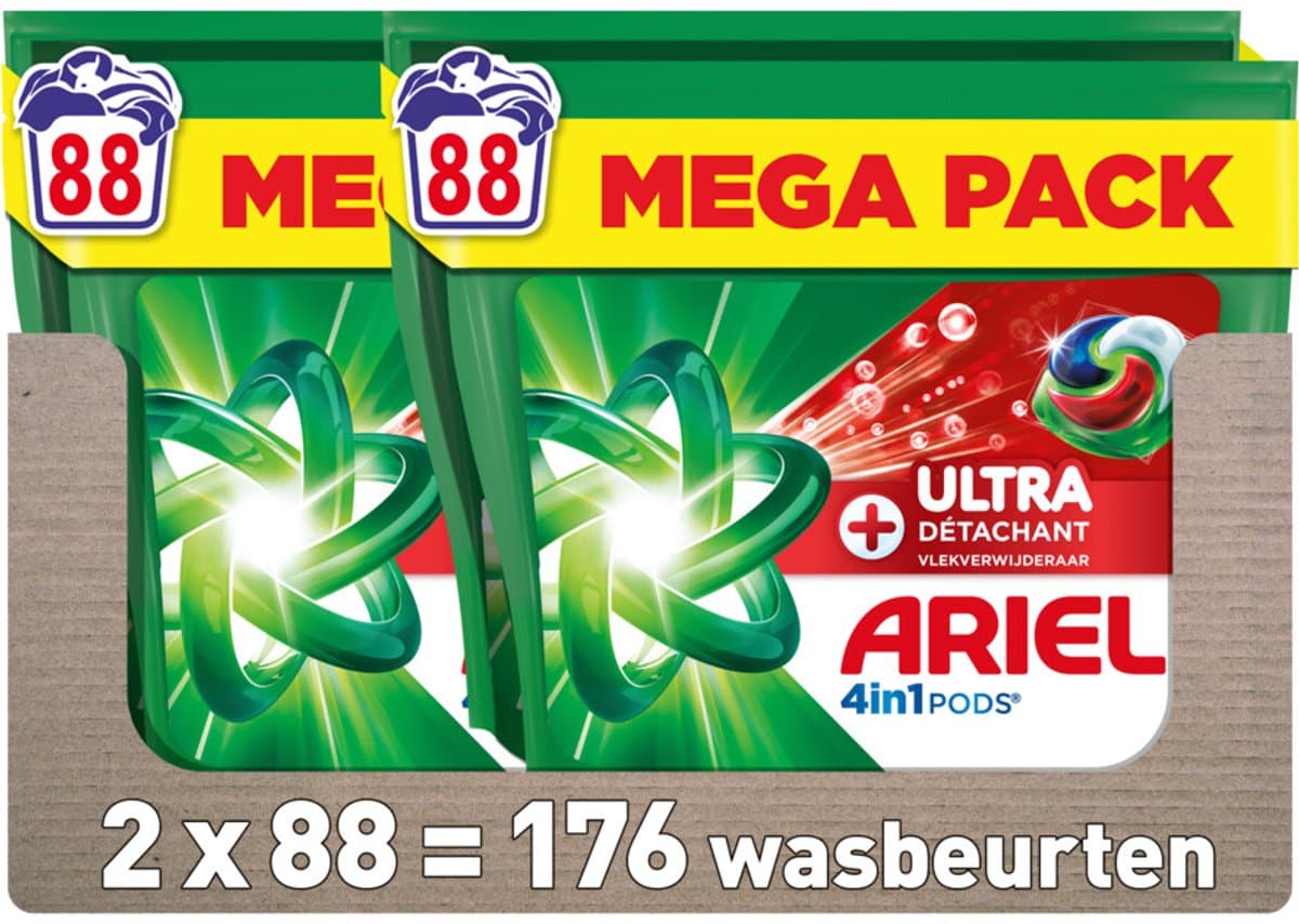 Ariel 4in1 Wasmiddel Pods Ultra Vlekverwijderaar - 2 x 88 stuks - Voordeelverpakking — afbeelding 1
