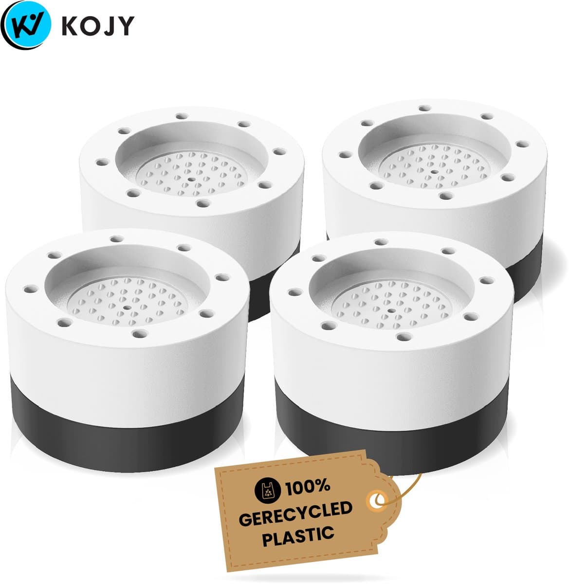 KOJY Wasmachine dempers - Wasmachine Verhoger - Stapelbaar - geschikt voor wasmachine en wasdroger - wit/zwart — afbeelding 1