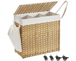 Wasmand - 3 Compartimenten - Natuurlijke Kleuren