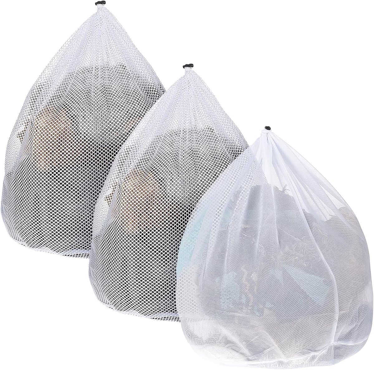 3 stuks - Waszakken - waszak - waszakje - netwaszakken - mesh laundry bag - stevige waszak - voor delicate kleding - waszak met trekkoord - voor appartementen, studentenhuizen, kampen en wasmachines - 50*60 cm — afbeelding 1