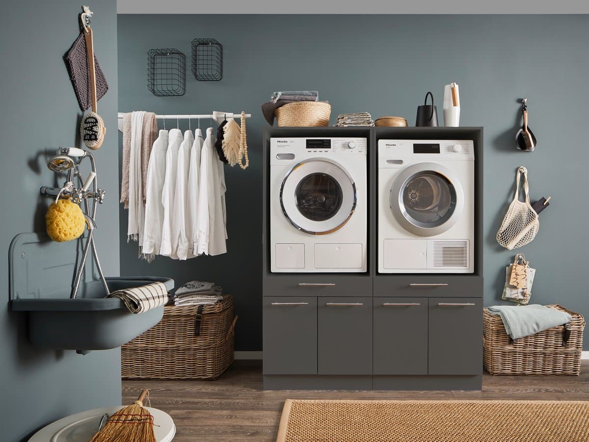 Duo Wasmachine kast - Wasmachine verhoger - Duo wasmachine meubel - Wasmachine en droger ombouw meubel - Antraciet - Hoogte 167 cm - Wasmachine ombouwkast — afbeelding 1