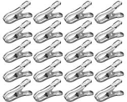 20 stuks metalen wasknijpers, roestvrijstalen strandlakenklemmen, tuinklemmen, zwembadhanddoekklemmen, kasklemmen, wasknijpers voor zwaar gebruik buitenshuis,RVS clip veerclip,Winddichte wasknijper sokkenrek(zilver)