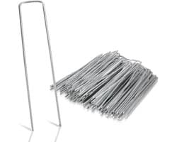 Grondankers 150 Stuks - 15x2.5cm - Roestwerend grondanker gegalvaniseerd staal - Ø2.8mm - Onkruidvlies - voor het bevestigen van worteldoek, tuinvlies, schutting, kunstgras, folies - stabiel U-vormig