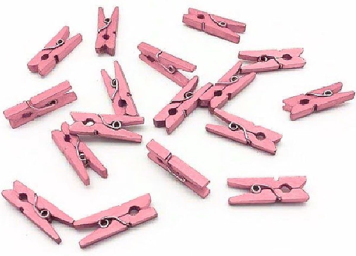 24x mini knijpertjes Roze - 2 cm - kleine/ mini knijpers — afbeelding 1