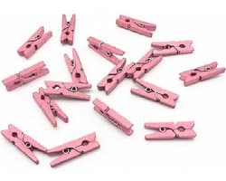 24x mini knijpertjes Roze - 2 cm - kleine/ mini knijpers