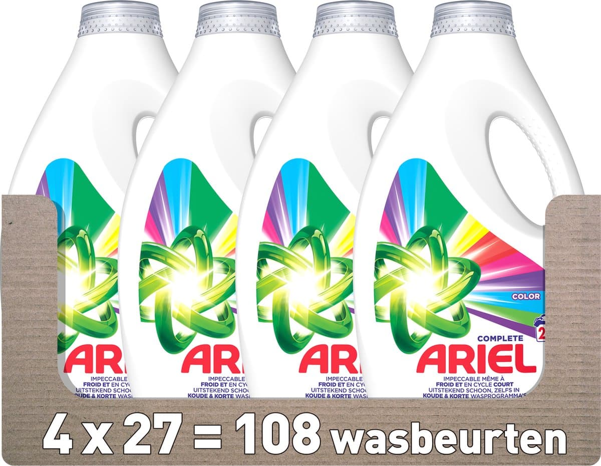 Ariel Vloeibaar Wasmiddel - Kleur - 4 x 27 Wasbeurten - Voordeelverpakking — afbeelding 1