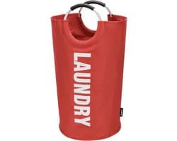 BOTC Wasmand - Waszak - Laundry basket - Wassorteerder - 38x63 cm - waszak vouwbaar - draagbaar wasbox - Rood — afbeelding 1