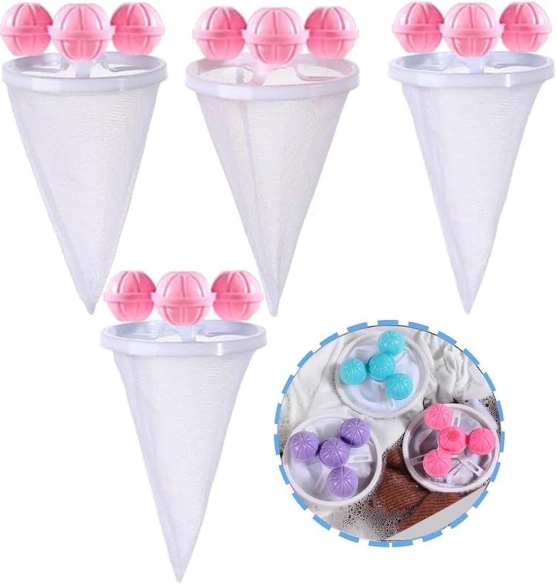Floating Hair Filtering Mesh - 4 stuks filterzakken -wasmachine, haarverwijderaar - herbruikbare - dierenhaarverwijderaar - wasmachine voor hondenhaar, kattenharen — afbeelding 1
