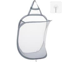 Allecto Plus - Hangende Opvouwbare Wasmand met Zelfklevende Haak - Grijs - Voor Thuis en Reizen
