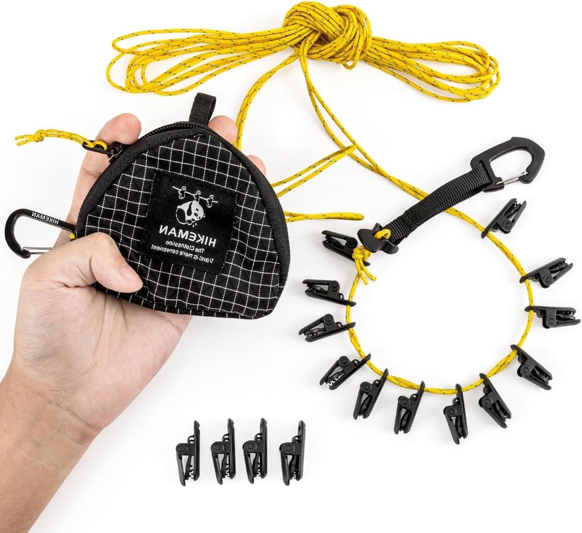 - Travel Clothesline - Adjustable Camping Retractable Clothesline with 16 Pcs Clips - Indoor and Outdoor Clothesline for Camping, Travel, Holiday, and Balcony (1) — afbeelding 1