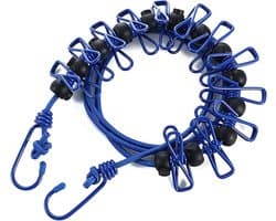 Portable Clothesline Travel Clothesline Adjustable Retractable Windproof Rope Clothesline with 12 Wire Clips and Non-Slip Buckle for Camping Travel Clothes Wash-Dry-Blue - 1 Pack