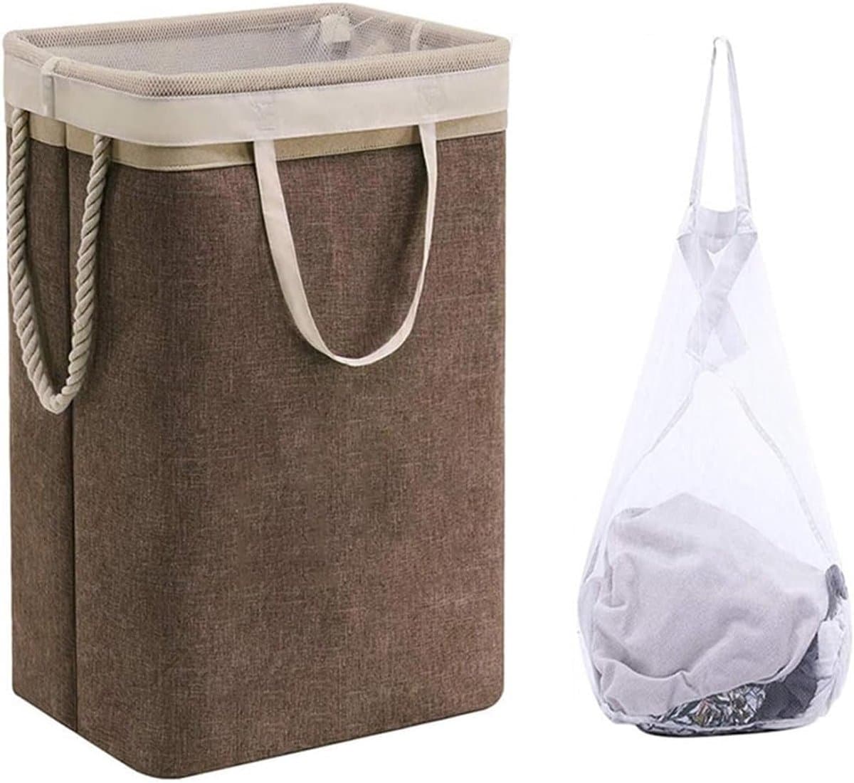 Opvouwbare wasmand - Wasmand met deksel - Opvouwbare waterdichte prullenbak - met uitneembare tas - Wasmand met grote capaciteit - Opbergtas - voor slaapzaal, slaapkamer, badkamer, kleding en speelgoed - Bruin — afbeelding 1