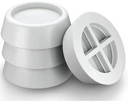 Trillingsdempers Voetjes Voor Wasmachine & Droger - Anti Trilling / Vibratie Dempers Pads Verhoger - Antislip Rubber Pootjes Extra Dik - Schokdempers - Set Van 4 Stuks - Wit