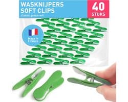 Zachte Wasknijpers - 40 Stuks in Classic Groen-Wit | Duurzame en Veilig Ophang Clips