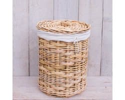 Migo Styling - Wasmand rond - Met binnenzak - Met deksel - Riet - Rotan - Naturel - Dia36xH50 cm — afbeelding 1