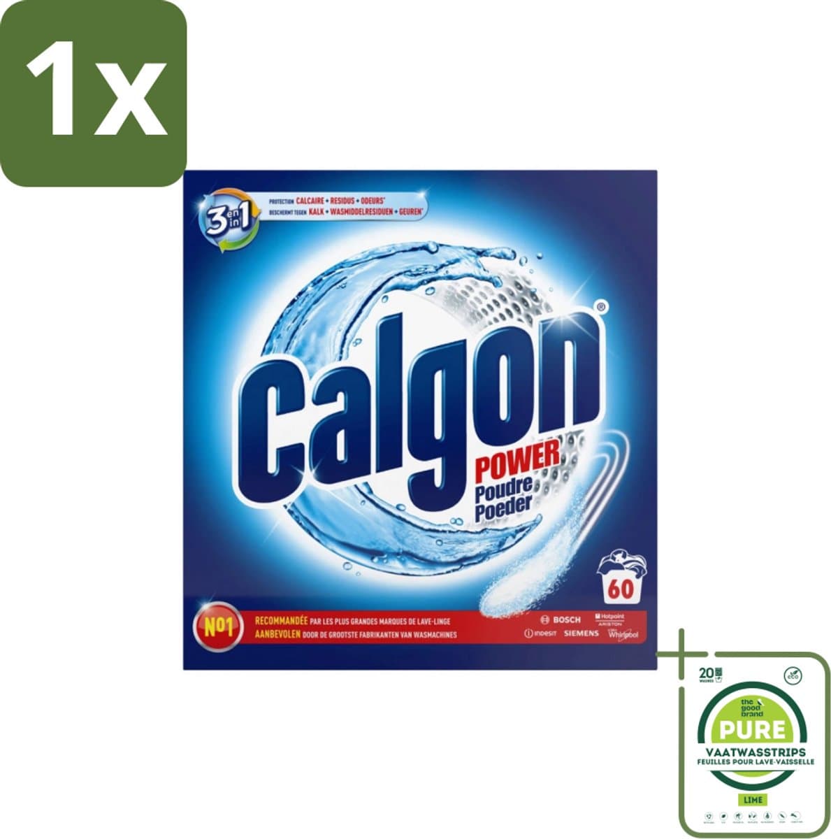 1 x Calgon – Wasmachinereiniger Poeder – 3-in-1 Power Anti-Kalk – 60 doseringen - Wasmachine Reiniger - Anti-kalk Poeder - Kalkpreventie - Machine Geur Verwijderen - 3-in-1 Wasmachine Bescherming — afbeelding 1