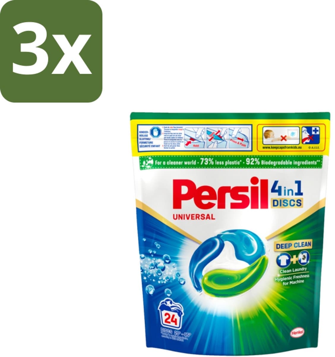 3 x Persil – Wasmiddel Discs – Universeel - 24 Capsules - Wasmiddel - Wascapsules - Vlekverwijdering - Frisheid - Kleurbehoud — afbeelding 1