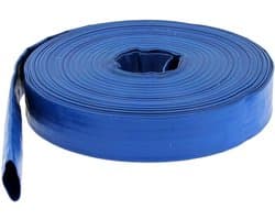 Platte Afvoerslang 38mm (1 1/2 Inch) Blauw - 25 Meter Flexibele Rubber Slang
