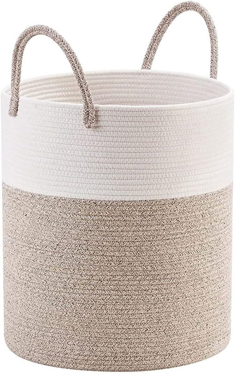 Wasmand Katoen - Wasmanden - Opbergmand 52 ltr - Mand Rond met handvaten - Wasbox Opvouwbaar - Speelgoedmand - 38cm*50cm — afbeelding 1