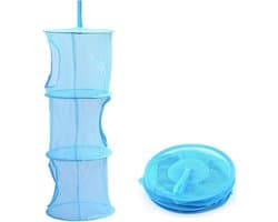 3-afdelings Gaas Hangende Opslagmand – Opvouwbare Netzak Organizer, Blauw, Voor Speelgoed, Kleding & Was – Ruimtebesparend