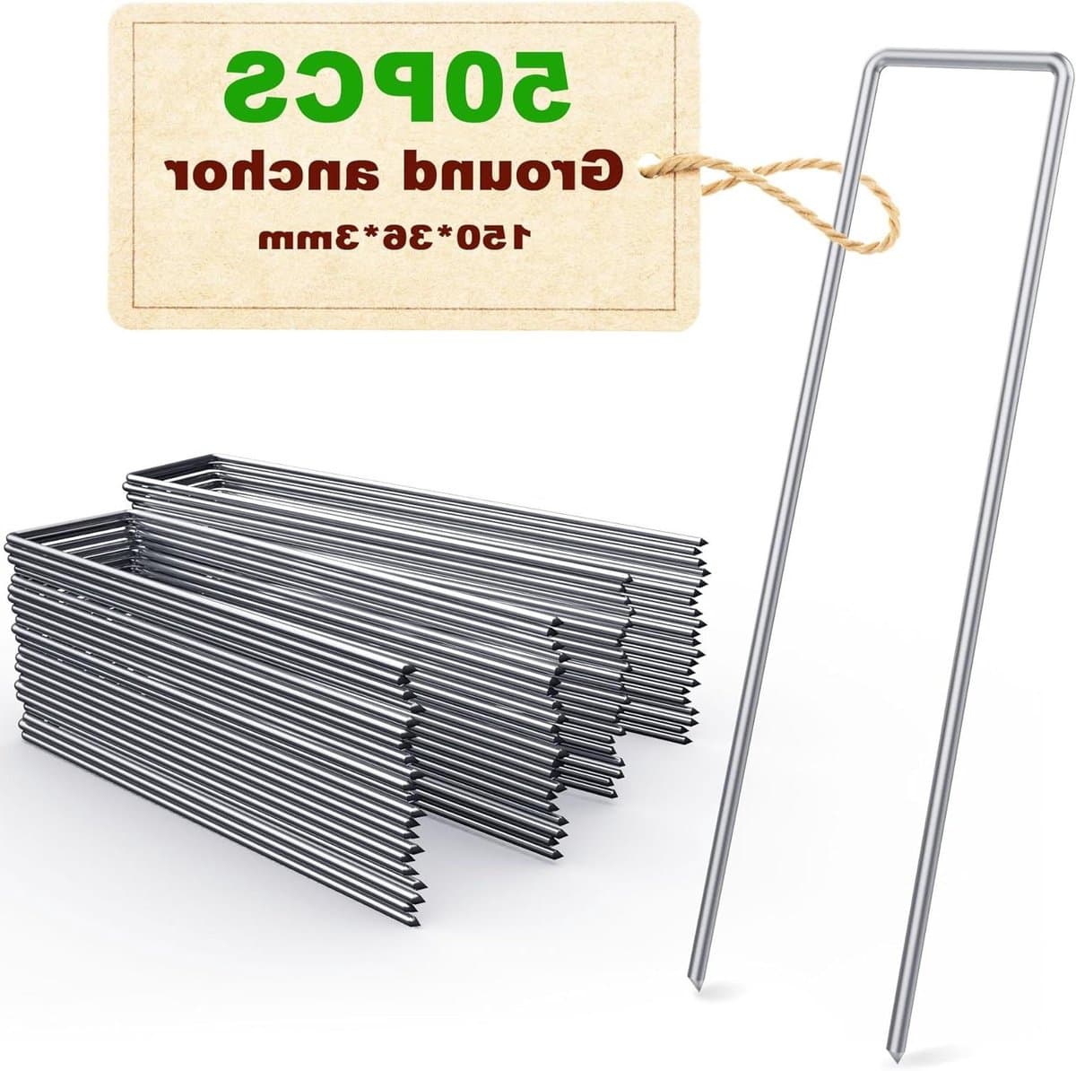 EGoods - 50 stuks stevige haringen voor camping en omheiningen - grondankers 3 mm x 3 mm — afbeelding 1