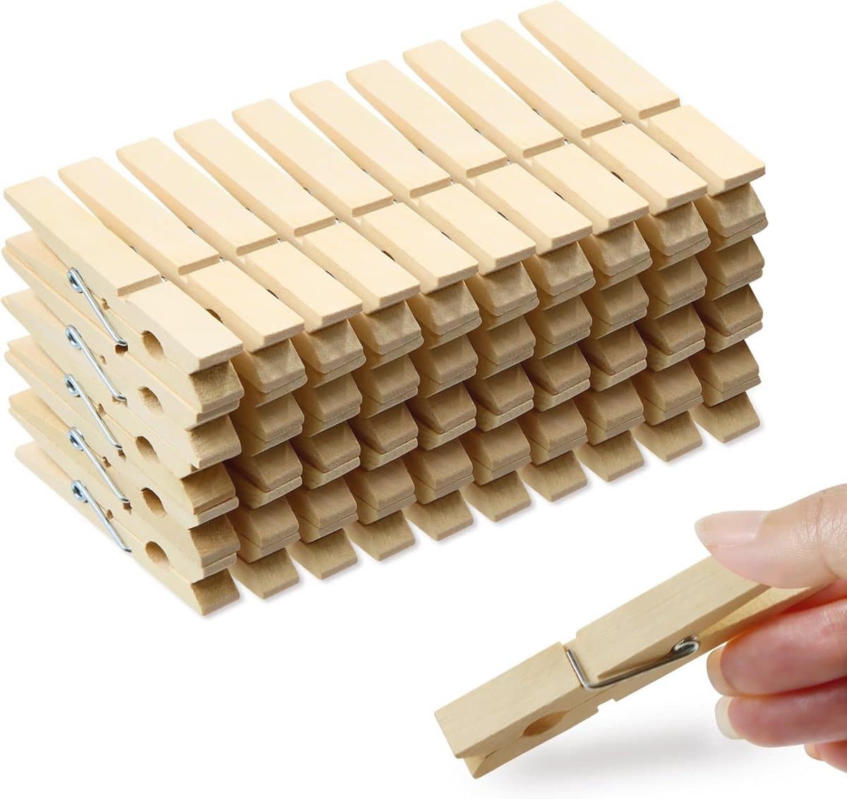 Pack van 50 houten wasknijpers voor al je kleingoed — afbeelding 1