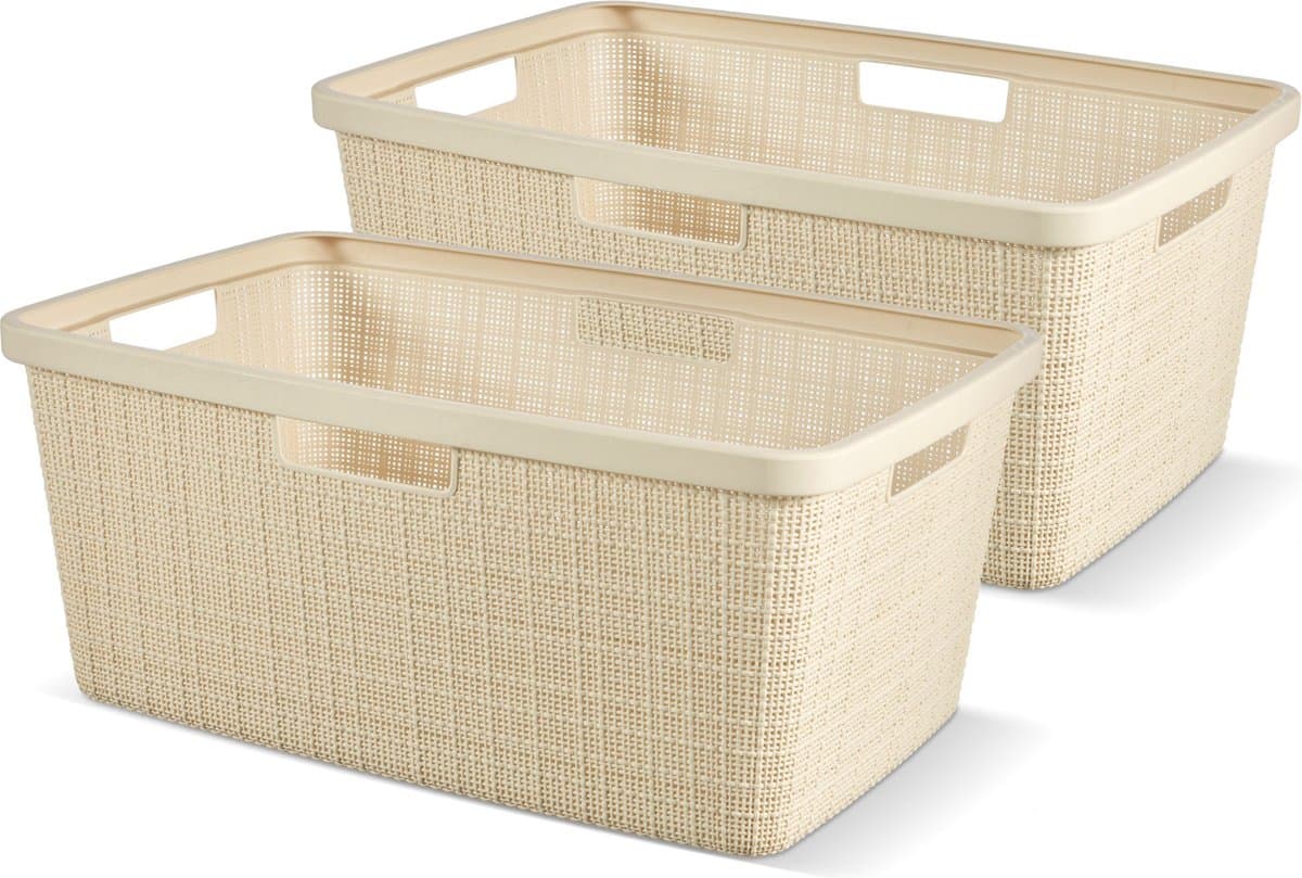 Curver Jute Wasmand 46L - 2 stuks - Gebroken Wit — afbeelding 1