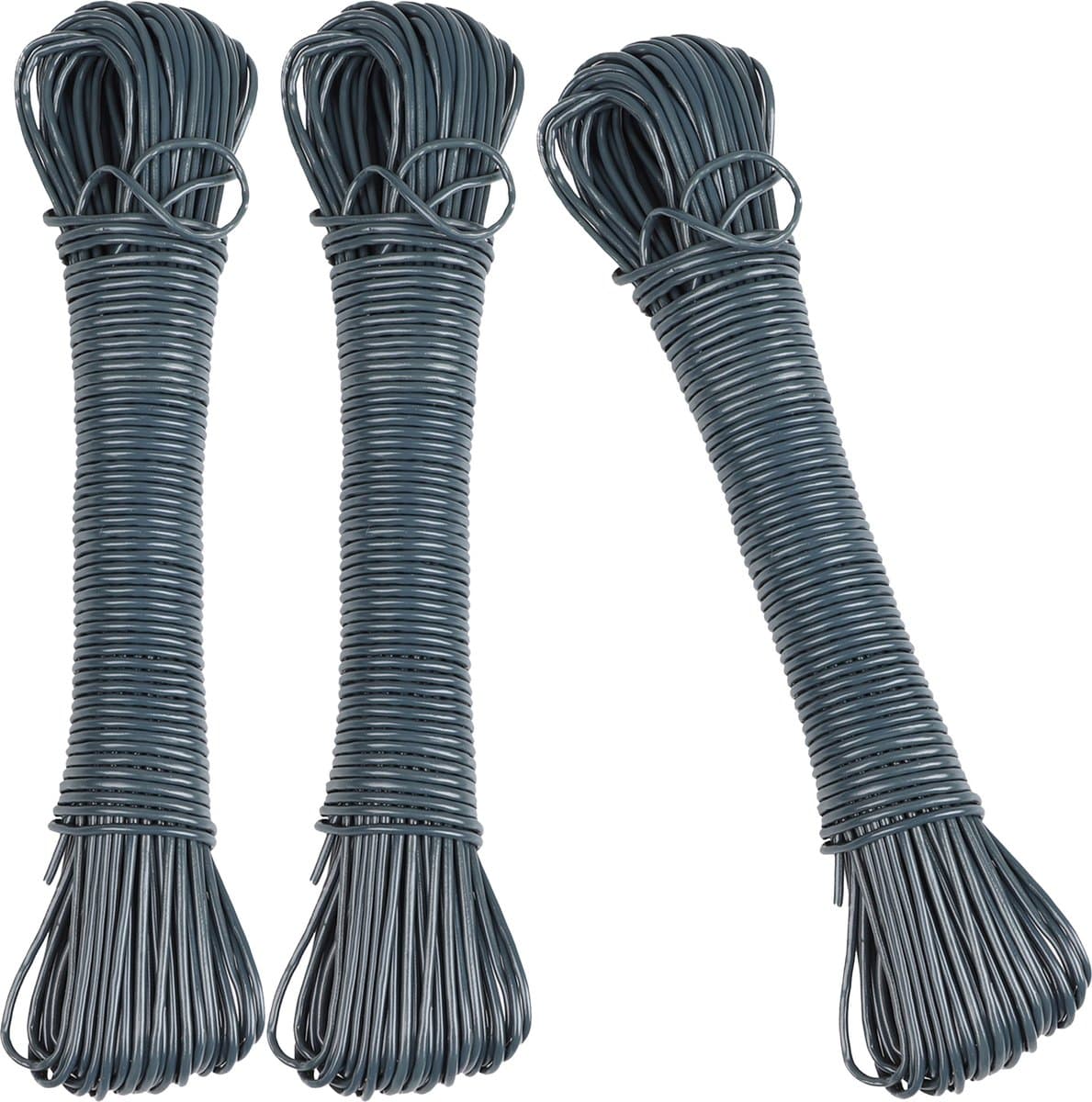 Urban Living Waslijn - 3x - 20 meter - PVC - donker grijs - drooglijn / waslijndraad - wasgoed ophangen — afbeelding 1