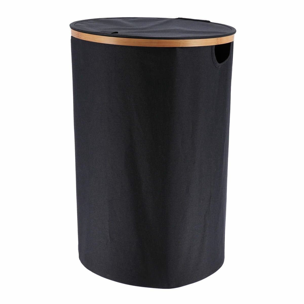 Tendance Wasmand met deksel - rond - bamboe hout - 70L - zwart - 60 x 40 cm - was sorteren — afbeelding 1