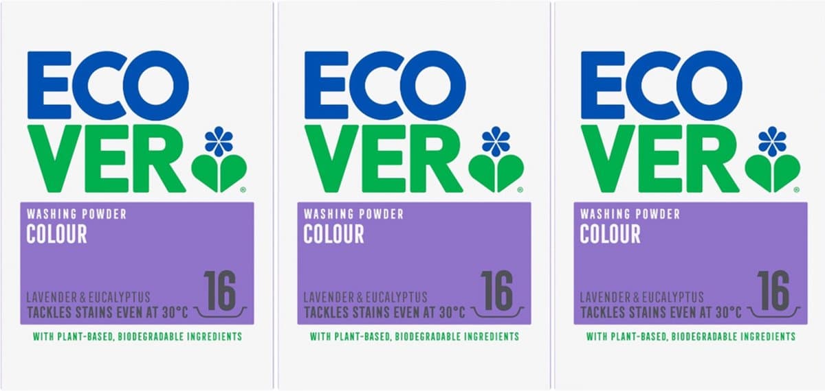 ECOVER Color Waspoeder Lavendel & Eucalyptus 3 x 16 wasbeurten - 3 x 1,2 Kg — afbeelding 1