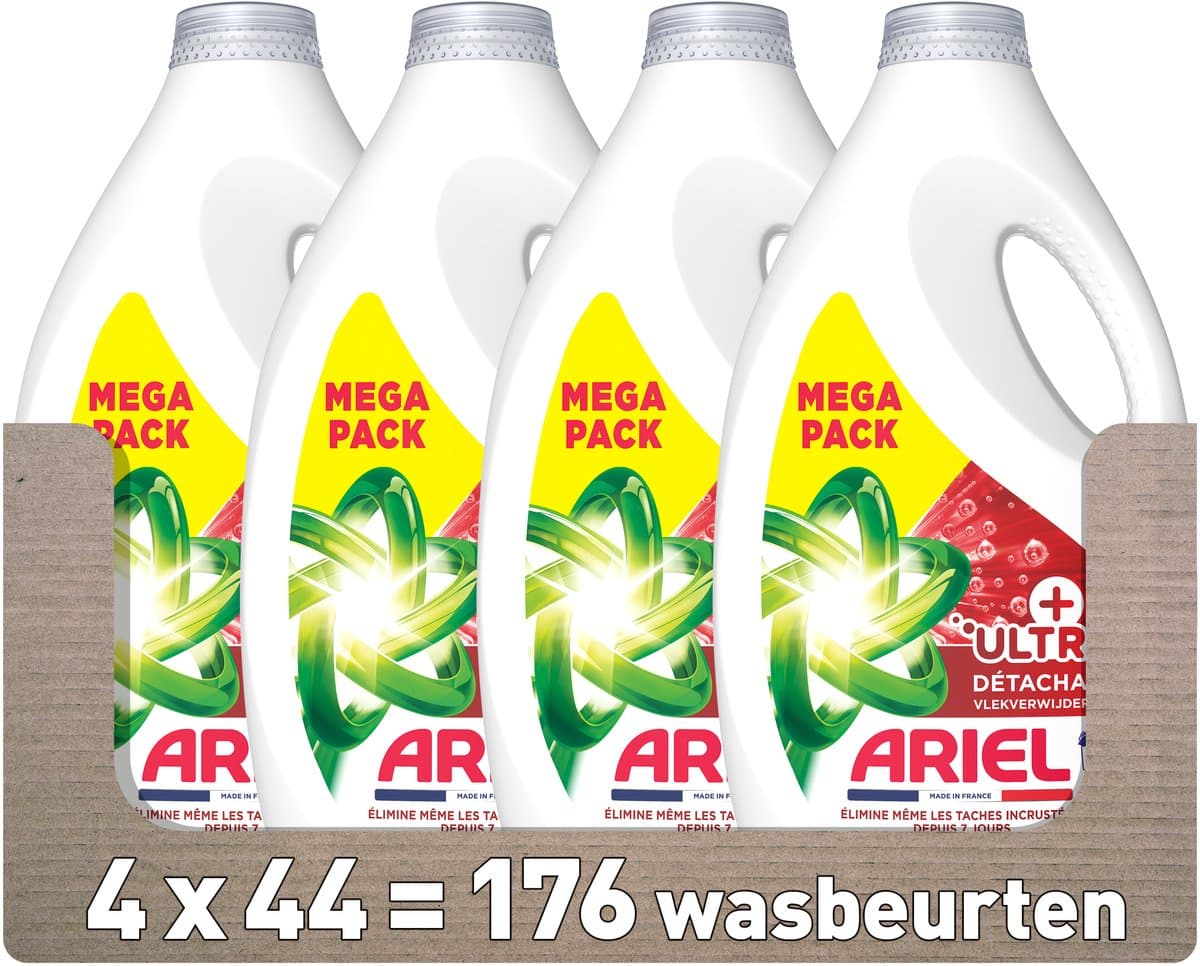 Ariel Vloeibaar Wasmiddel +Ultra Vlekverwijderaar - 4 x 44 Wasbeurten — afbeelding 1