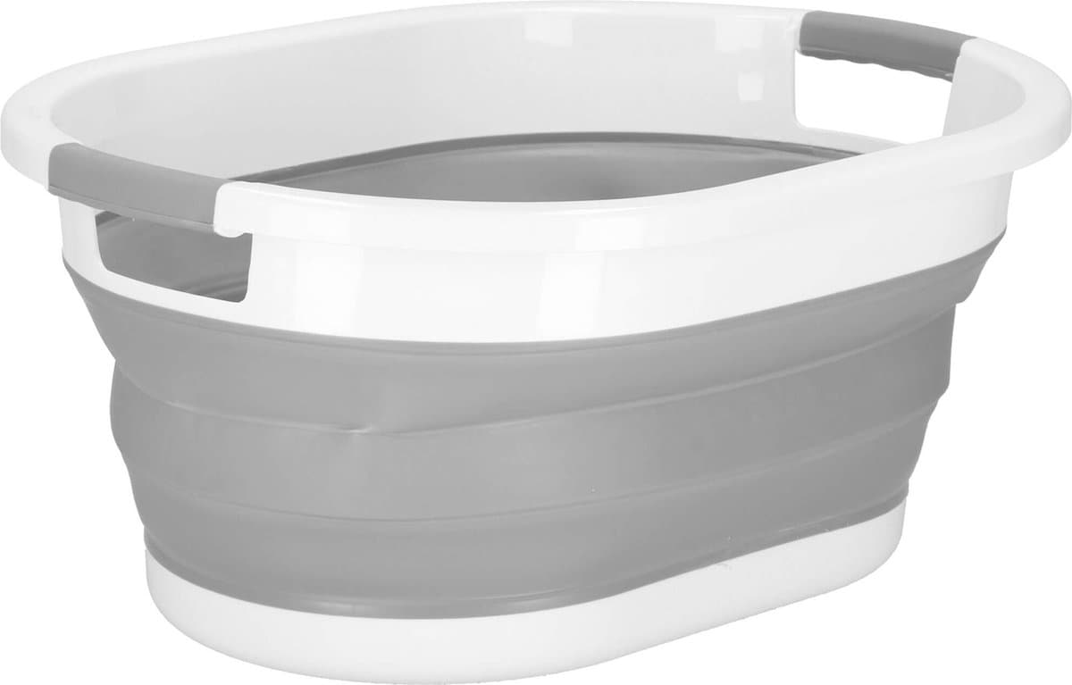 Springos Wasmand - Opvouwbare Wasmand - Ovaal - 39L - Grijs/Wit — afbeelding 1