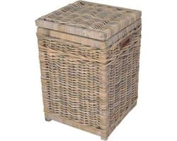 Wasmand - Vierkant - Met deksel - 40x40xH65 - Riet - Rotan — afbeelding 1