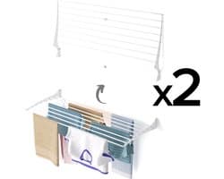 2x Foxydry Fold 116 cm white wasdroogrek wandmontage clicksysteem - 116 x 50 x 10 cm