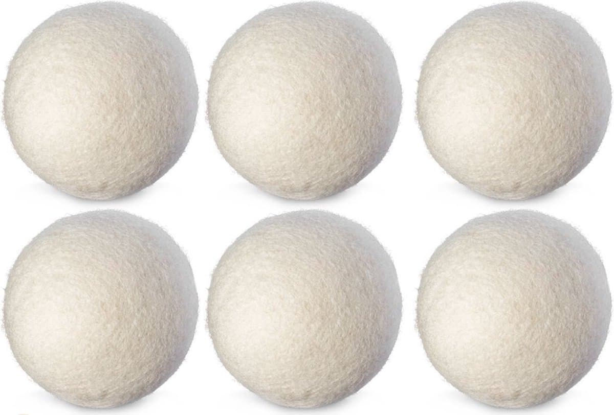 Drogerballen 6 stuks in luxe opbergzak - Herbruikbare Drogerballen - 100 % Nieuw Zeelandse Merino Wol - Natuurlijke Wasverzachter - Duurzame Drogerballen - Energiebesparend - Wasbollen - Wasballen — afbeelding 1