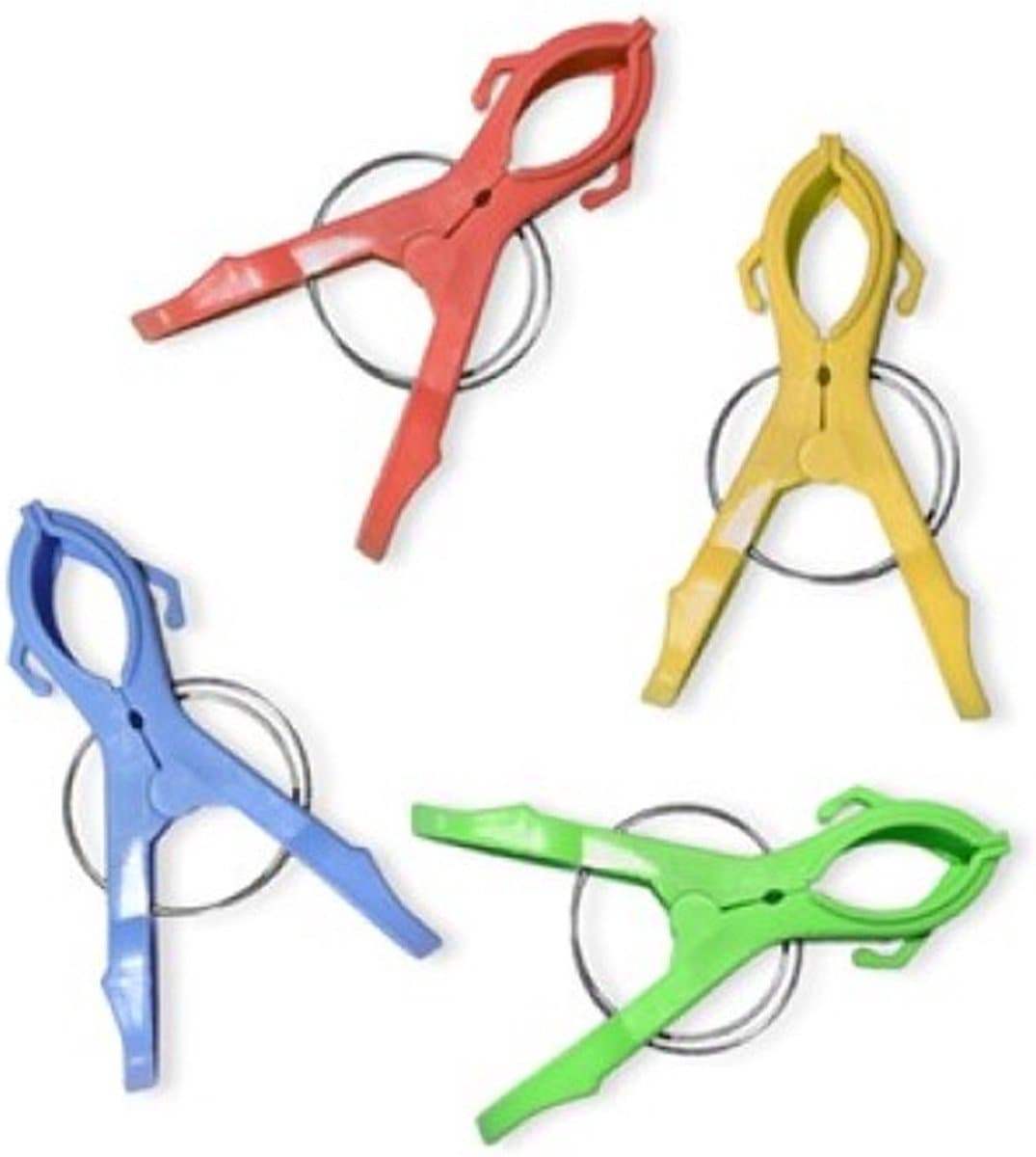 Handdoekklem - 4x - gekleurd - kunststof - 12 cm - handdoek knijper — afbeelding 1