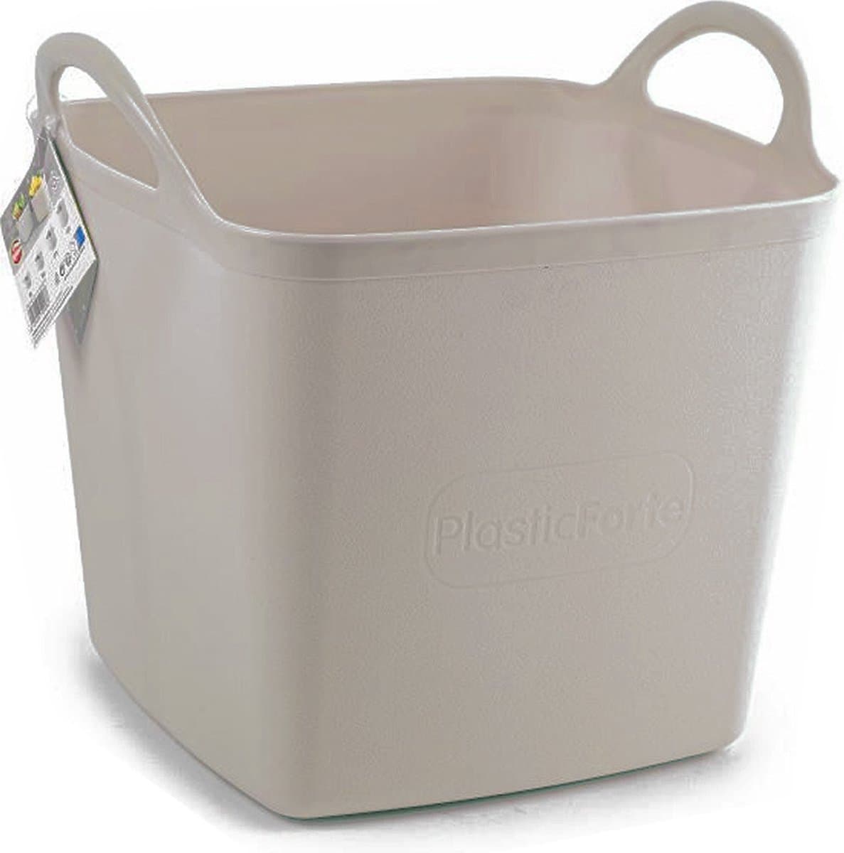 Plasticforte Kuip/emmer/wasmand - flexibel - beige - 43 liter - vierkant - kunststof - 40 x 40 x 44 cm — afbeelding 1