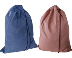 Bluvardi katoenen waszakken set van 2 stuks - XXL -marine blue-camel